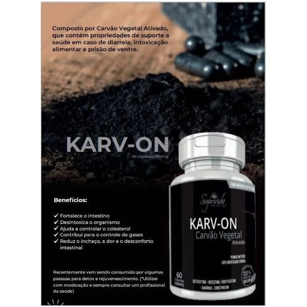 Karv-On, Feito para a saúde do Estômago e Intestino - 60 Cápsulas 500mg