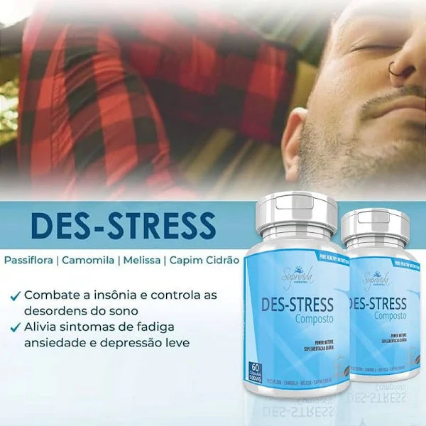 Des-stress, Combate Insônia e Estresse - 60 Cápsulas 500mg